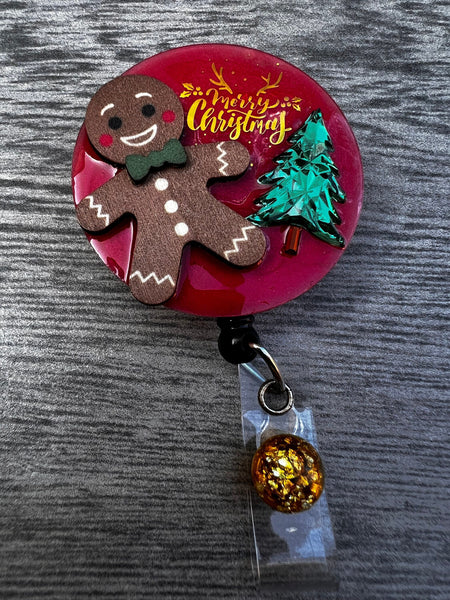 Christmas badge reel, X-mas badge, Christmas Tree badge, Stocking Badge, Reindeer Badge, Candy Cane Badge, Gingerbread Man Badge